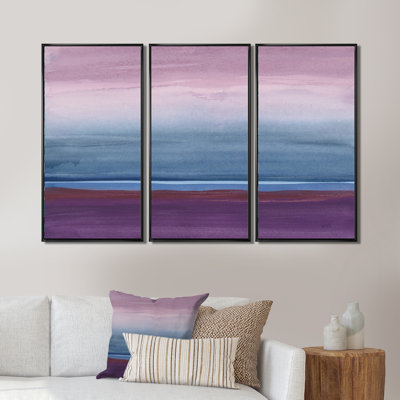 «Purple Rock Landscape III - Farmhouse», ensemble d'art mural sur toile encadré