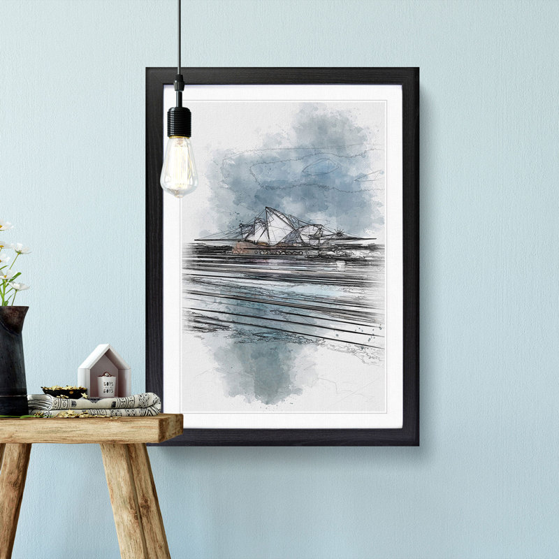 Sydney Opera House Lights - Picture Frame Painting Print, 33cm H x 24cm W x 2cm D, Black Framed