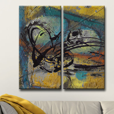 Abstract ABS VII - ensemble de 2 reproductions d'art graphique sur toile tendue