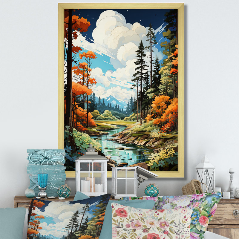 «Redwood Tree Shimmering Heights I», art mural sur toile paysage et nature, H 32 po x l 16 po x P 1 po, Cadre photo doré