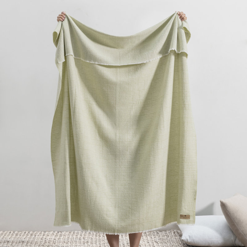Sutton Plaid Throw,  White Sage Houndstooth