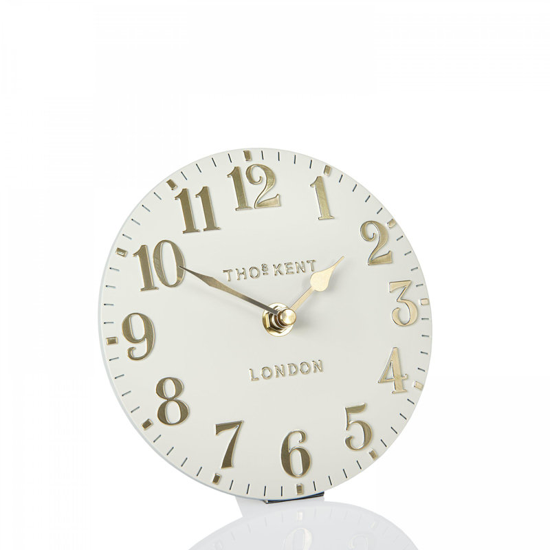 Metal Wall Clock, Cream, 15 cm H x 15 cm W x 5 cm D