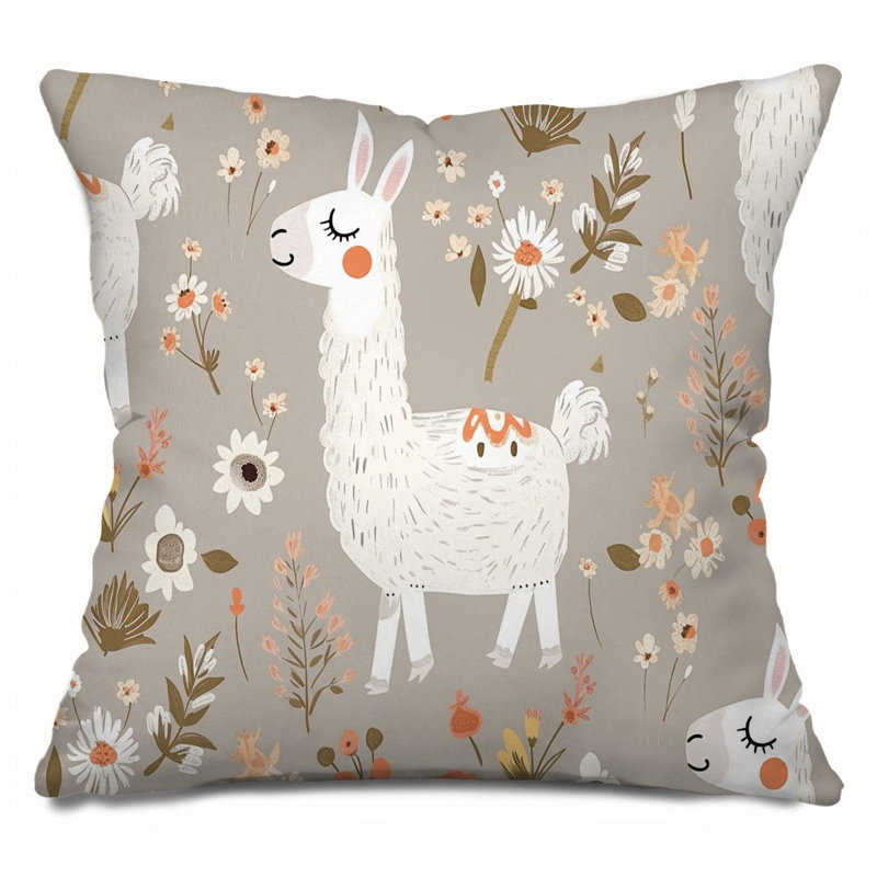 Coussin Llama, H 26 po x l 26 po