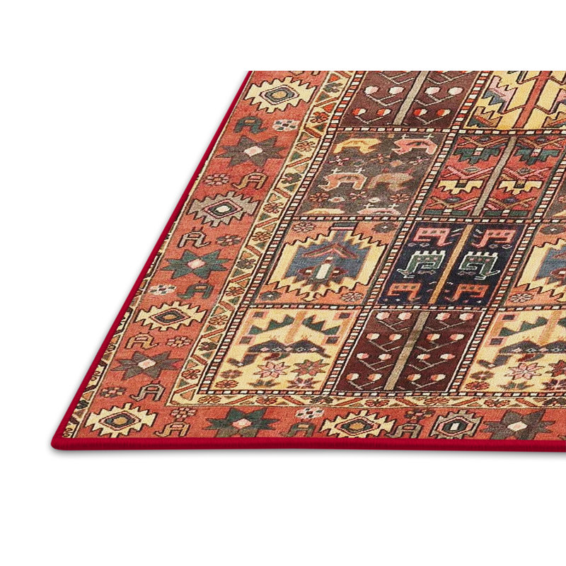Tapis traditionnel rouge / vert, Rectangle 2 pi x 4 pi