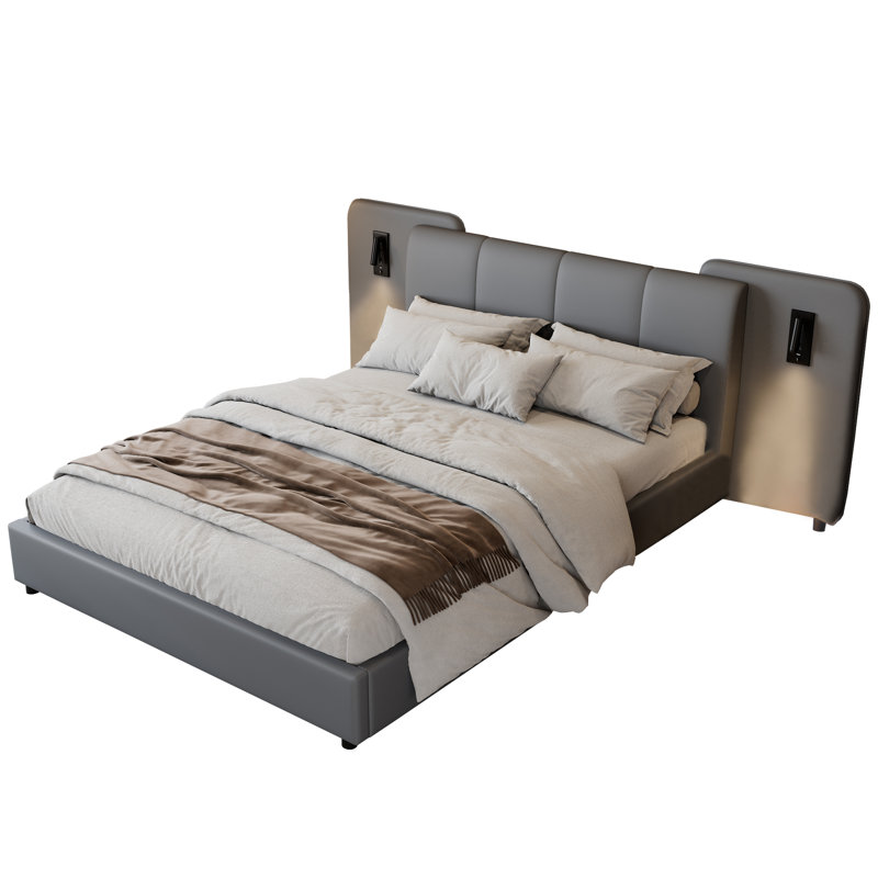 Upholstered Bed, Grey