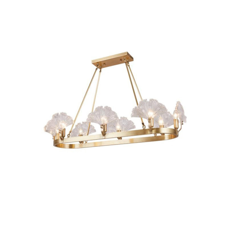 Lustre rond clair en laiton massif Elyne, Transparent, Bronze brillant, 30" Length x 12" Width x 36" Height