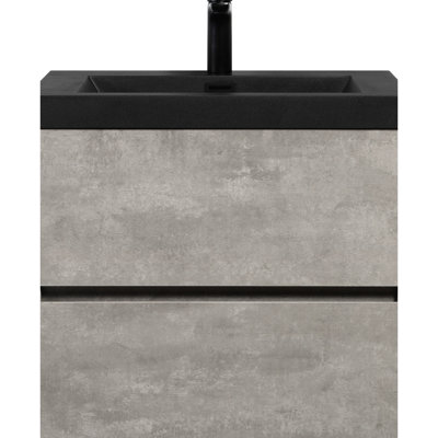 Modern Bathroom Vanity 24". Grey Cabinet With Quartz Sand Basin. Easy Installation, Practical Cabinetry 24" Sink - Cabinet. Basin For Cleaning And Longevity. Soft Close Drawers Smooth Function. Space
