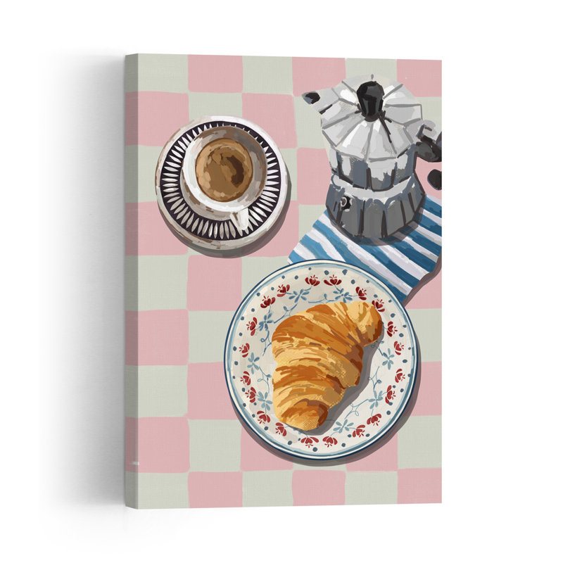 Cozy French Breakfast Contemporary Wall Art Print 1 Piece Wrapped Canvas Wall Art, 91.44cm H x 60.96cm W