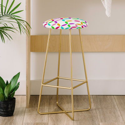 Upholstered Counter Stool with Metal Frame