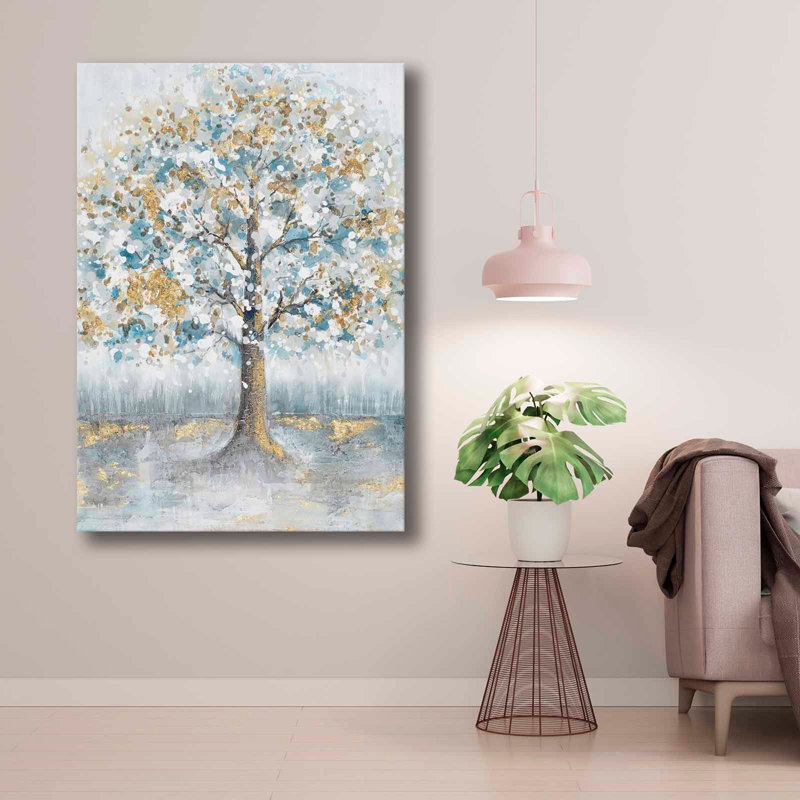 Golden Forest Tree Canvas Wall Art