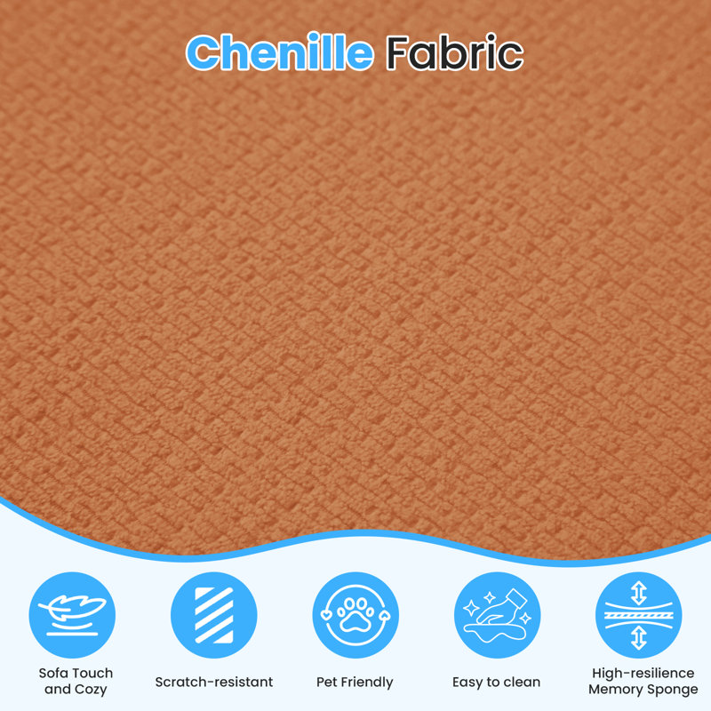 Canapé modulaire incurvé en L Chenille, Orange