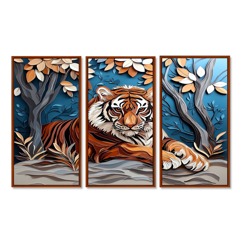 Ensemble de salon Adasynn - Tiger, H 28 po x l 36 po, Reproduction avec cadre flottant, Brown