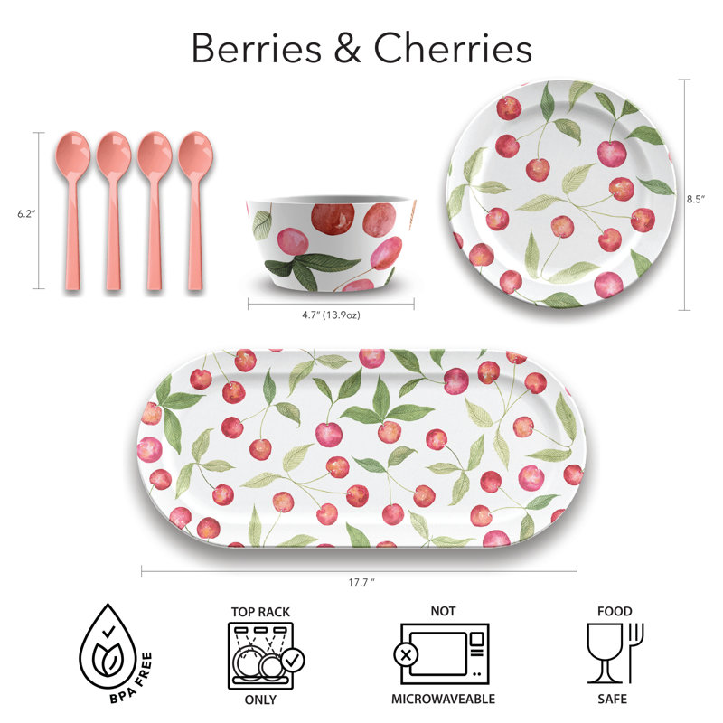 Bol à dessert Tarhong Berries & Cherries, 4,7 po x 2,4 po / 13,9 oz