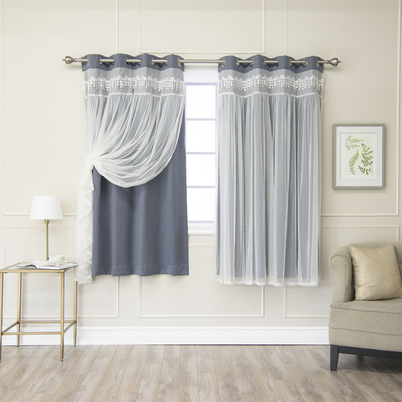 Loar Room Darkening Thermal Curtain Panels, 52" W x 84" L, Stone