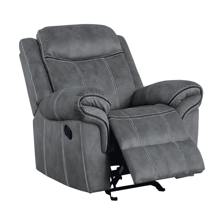 Motion Recliner with Pillow Top Armrest and Tight Seat & Back Cushion, Manual Reclining Mechanism - Black