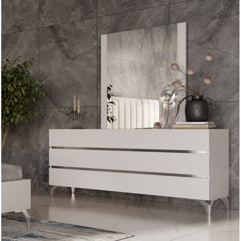 Commode 6 tiroirs avec miroir Amiah