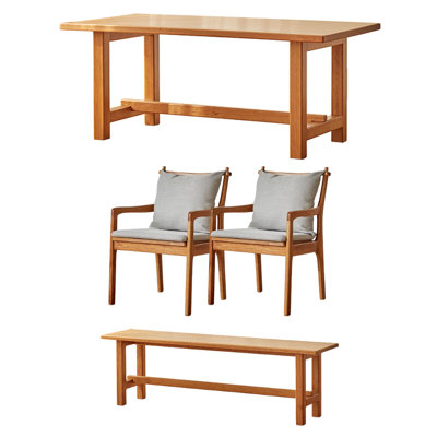 Table de salle à manger simple et durable en bois de cerisier épais