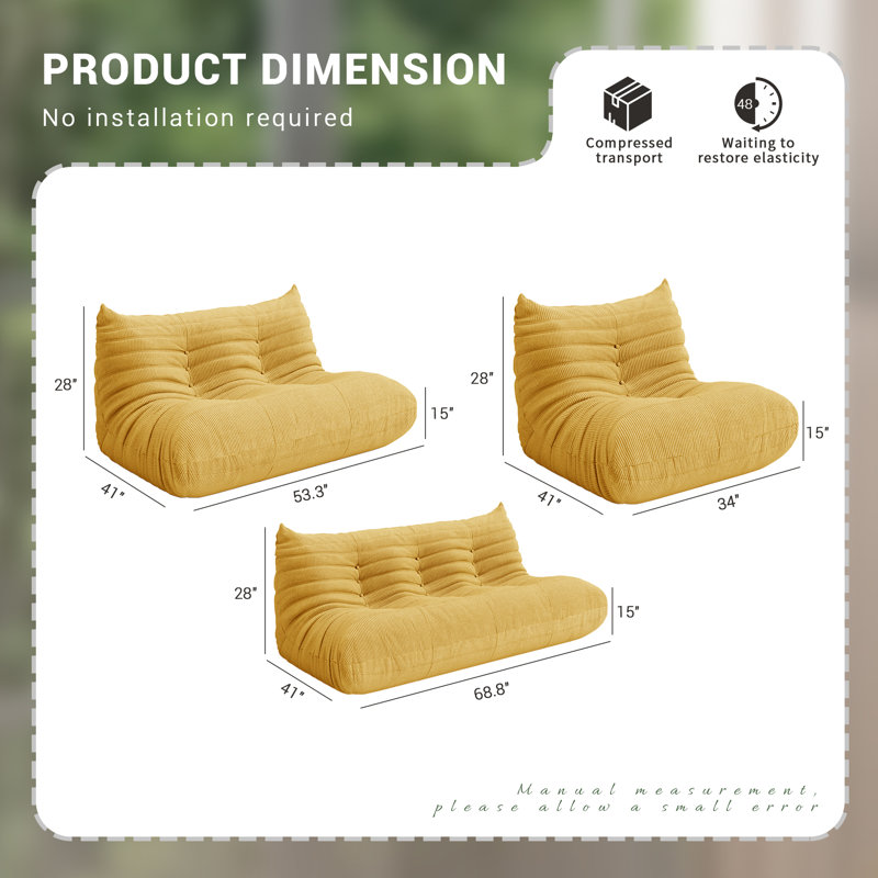 Canapé paresseux, canapé rembourré sans accoudoirs, méridienne de fauteuil à billes Fireside, canapé à plancher à compression Canapé à billes moderne et confortable en plusieurs couleurs pour le salon
