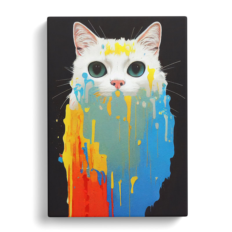 Cat Dripping Paint No.5 - Wrapped Canvas