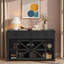 Buffet avec porte de grange coulissante, 3 tiroirs, tablettes réglables, grillage métallique et poignées en aluminium-1177985734