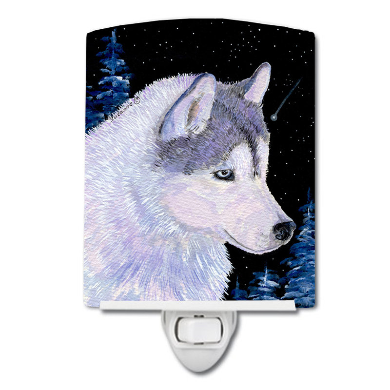 Éclairage de nuit en céramique sibérie husky