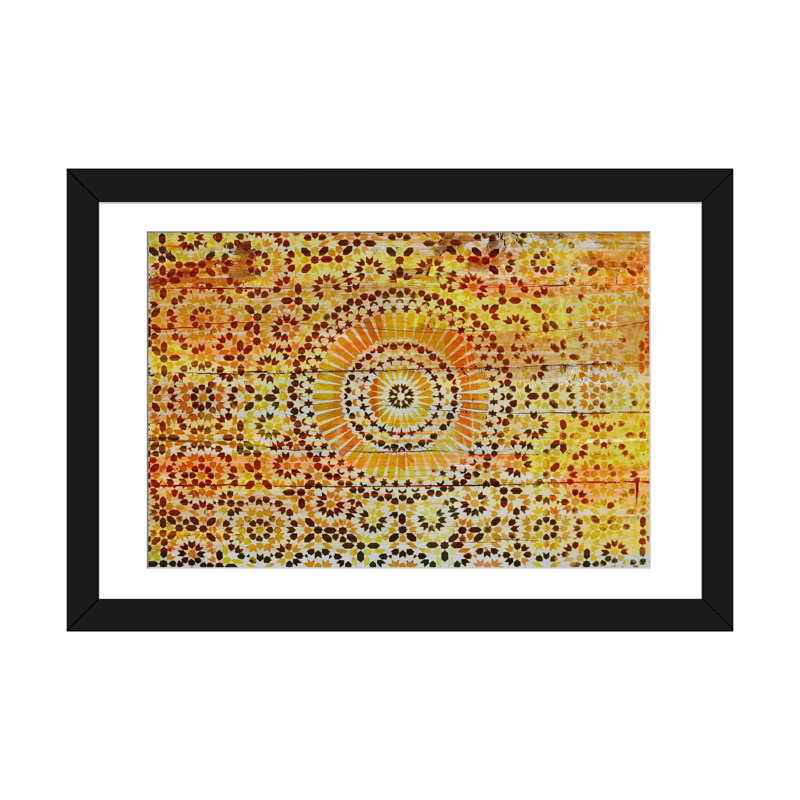 Impression sur toile, motif de bois indien, H 16 po x l 24 po x P 1 po, Papier d'art encadré noir, Blanc