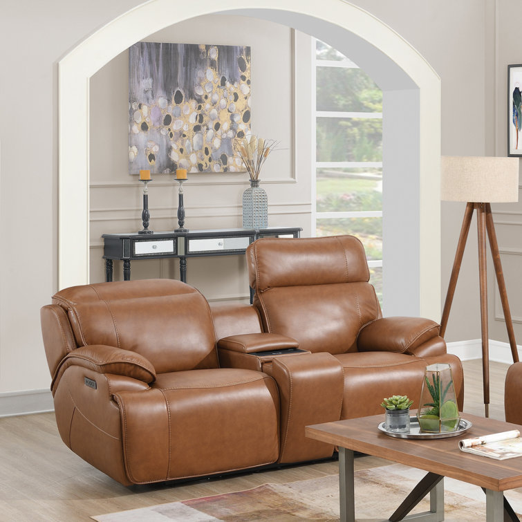 Manhattan 78" Wide Faux Leather Dual Power Recliner Loveseat with Power Adjustable Headrest