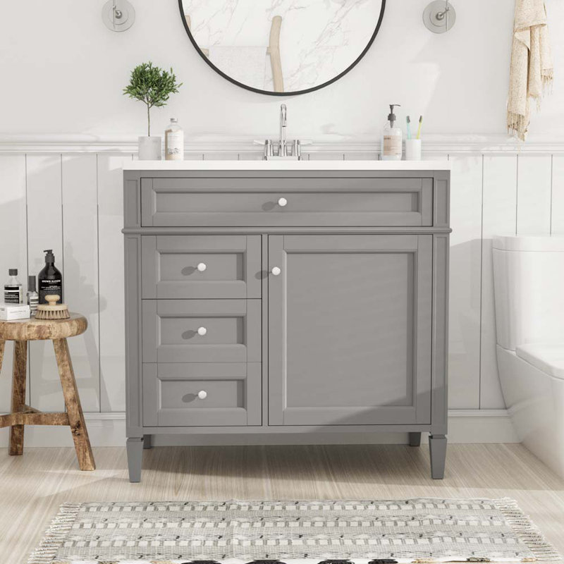 Meuble-lavabo simple avec plateau Georg 36, Gris