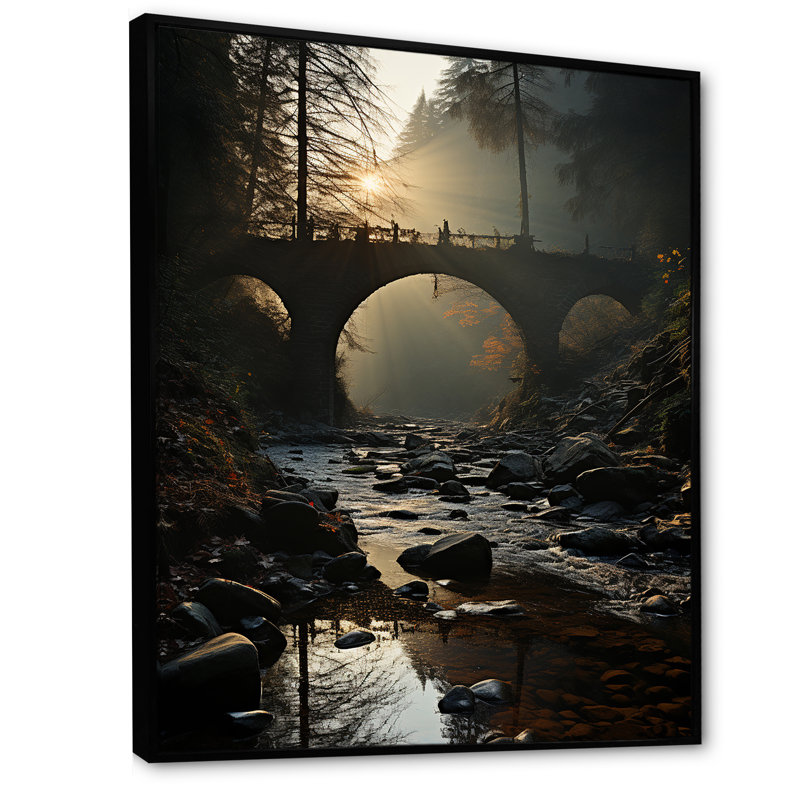 «Bridges Mimalisme Scenery III», reproduction sur toile, H 32 po x l 24 po x P 1 po, Cadre flottant noir