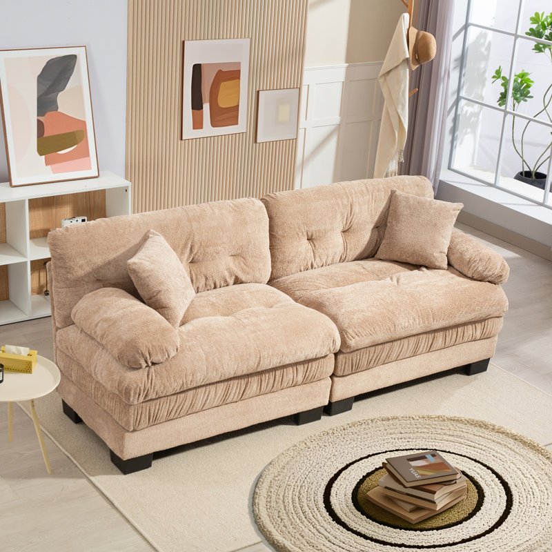 Canapé modulaire 84 po Chenille, Beige
