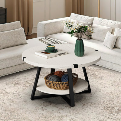 Table basse Jahaira avec tablettes de rangement à 2 niveaux