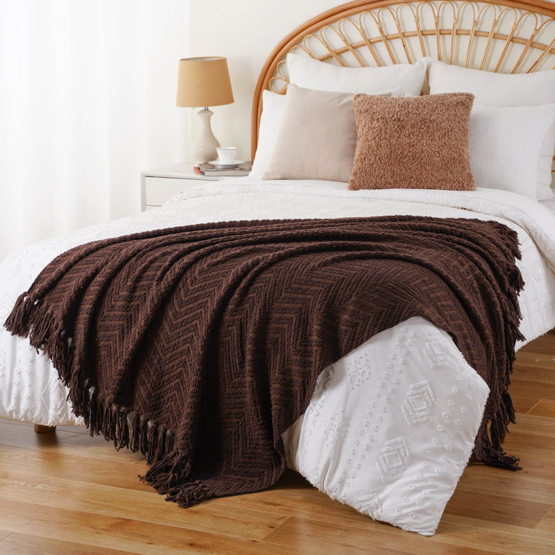 Jeté pour canapé, jeté chaud super doux pour lit simple, couverture en chenille tissée en tricot polyvalente pour le décor de la chambre à coucher