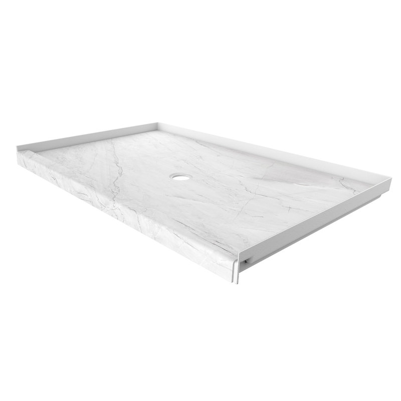 FlexStone® 60"W x 36"D Alcove Shower Base with Center Drain in Oyster, Oyster