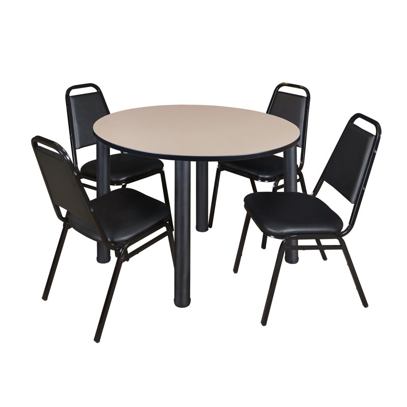 Plateau de table Kee, 4 chaises empilables, Noir, Érable, H 29 po x l 48 po x P 48 po