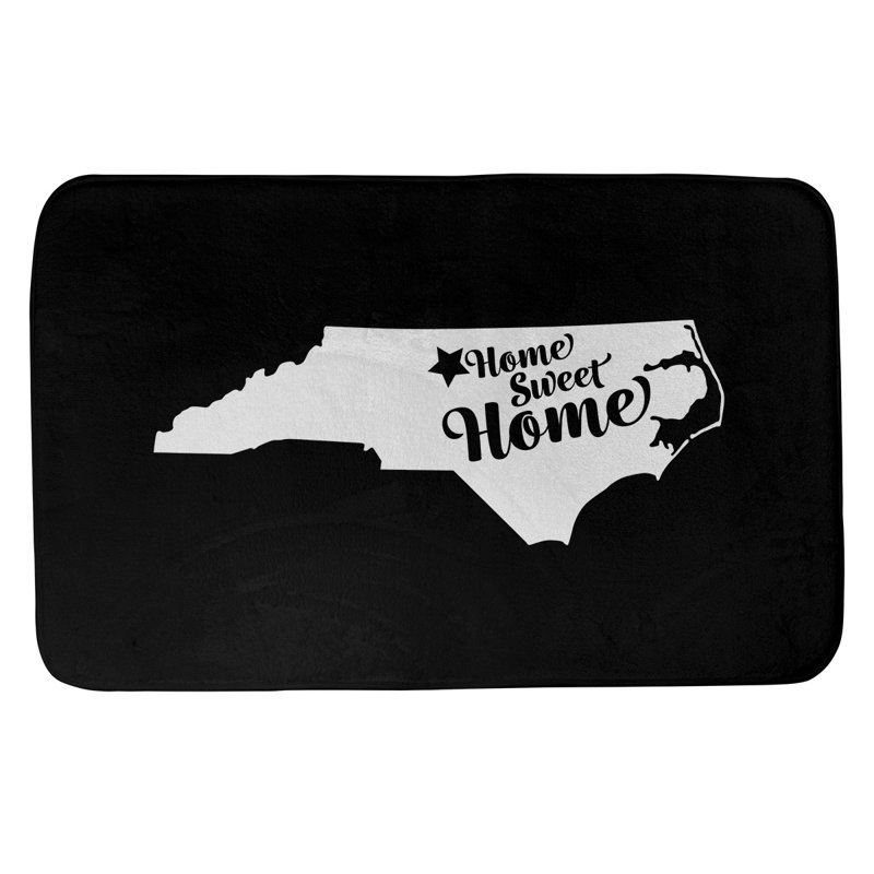 Tapis rectangulaire antidérapant pour salle de bain, L 17 po x L 21 po, Gris, Home Sweet North Carolina 2