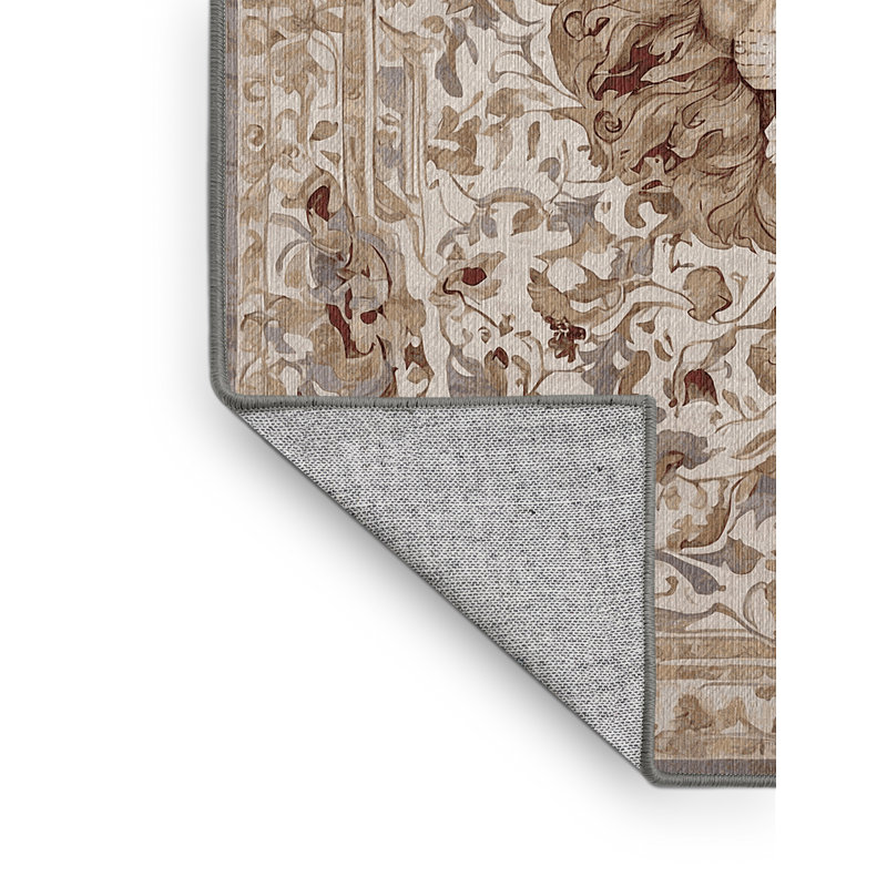 Machine Washable Gray Area Rug, Square 4'