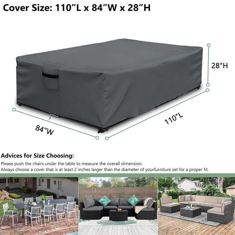 All Weather Protection Outdoor Furniture Cover For Sectional Conversation Sets, 28" H x 110" W x 84" D
