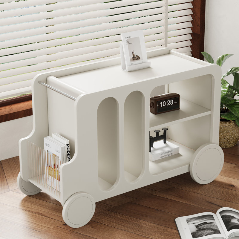 Petite table d'appoint blanche avec rangement ouvert Ramonte