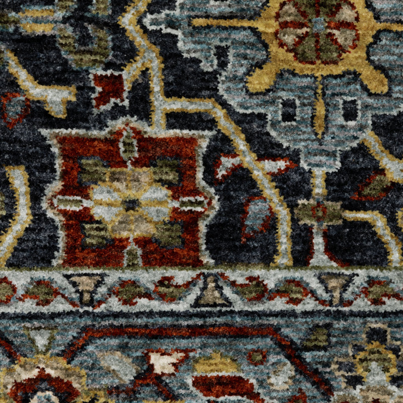Tapis oriental bleu / brun Hovis, Rectangle 5 pi 3 po x 7 pi 6 po