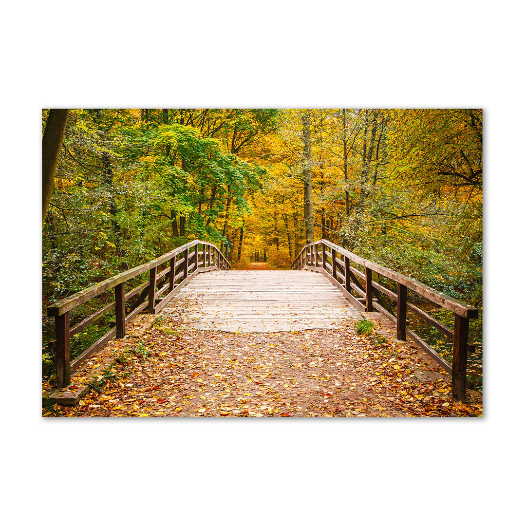 Brücke im Herbstwald - Leinwanddrucke