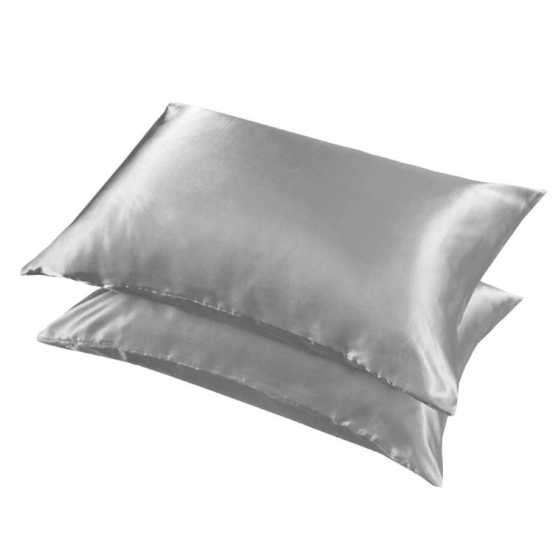 Taie d'oreiller en satin, Gris clair