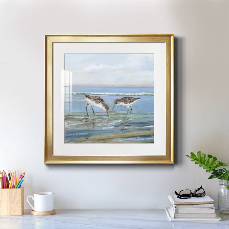 Seabird Beach II - peinture encadrée, Toile avec cadre doré, H 17,5 po x l 17,5 po x P 1,5 po
