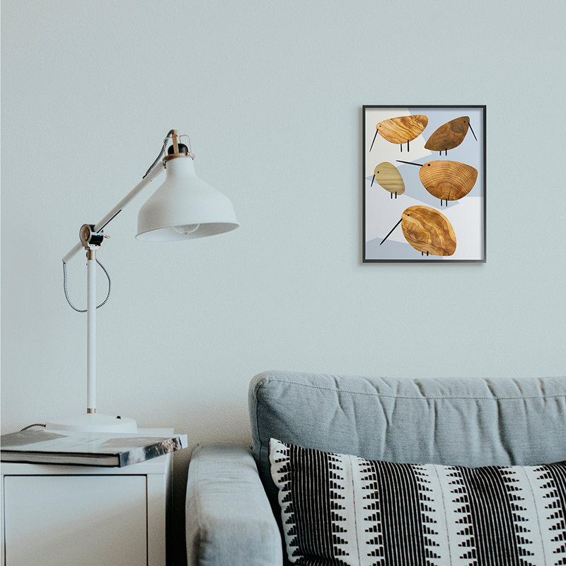«Abstract Abstract Tree Birds Blue Geometric Shapes» par Daphne Polselli - impression d'art graphique