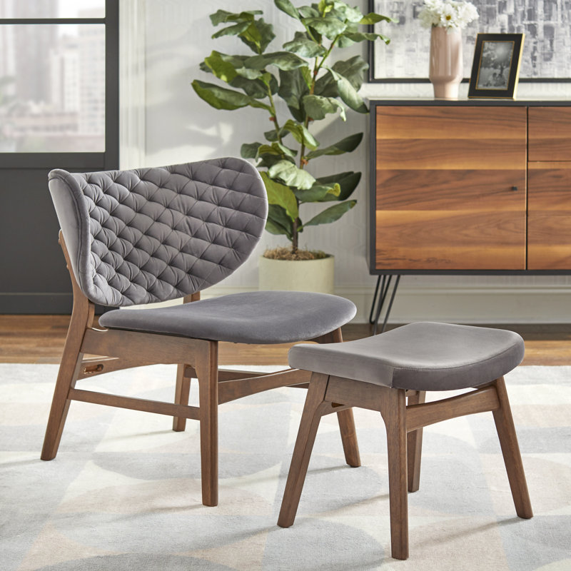 Leonid Upholstered Side Chair with Ottoman