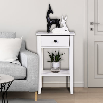 White End Table With Drawer - Adds A Touch Of Luxury To Room Bathroom Side Stylish And Functional