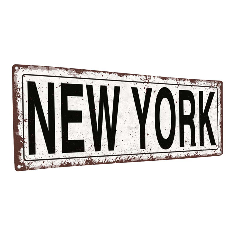 Panneau de métal vieilli, New York