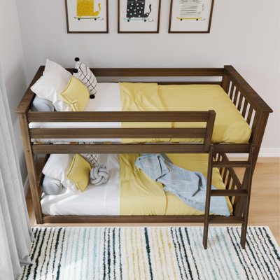 Johann 42.5" W Solid Wood Twin Over Twin Bunk Bed with Built-In Ladder
