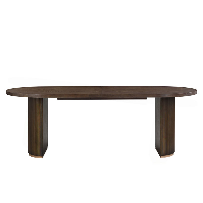 Table de salle à manger ovale à double piédestal, Noyer