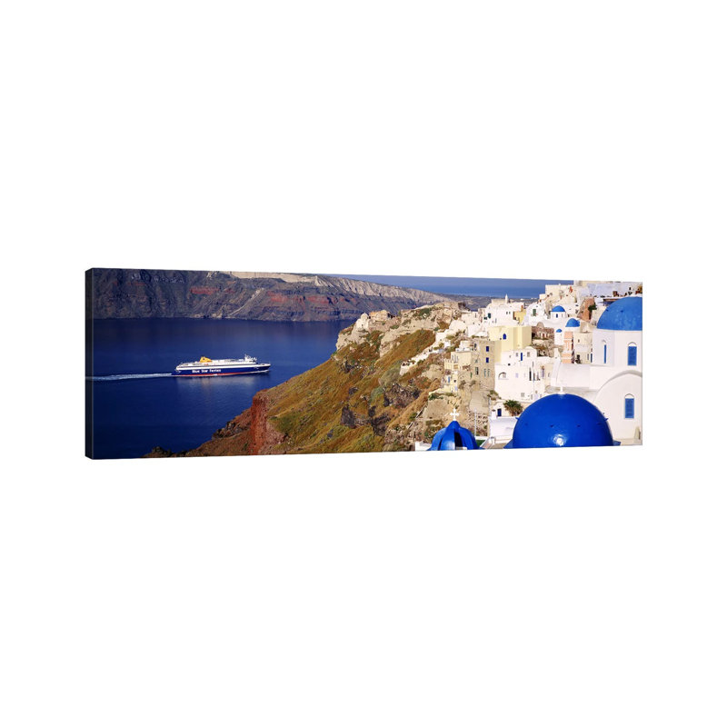 Buildings In A Valley, Santorini, Cyclades Islands, Greece - Wrapped Canvas Panoramic Print