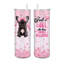 20 oz Gobelet français à double paroi isolé sous vide en acier inoxydable avec couvercle et paille, bouledogue français rose